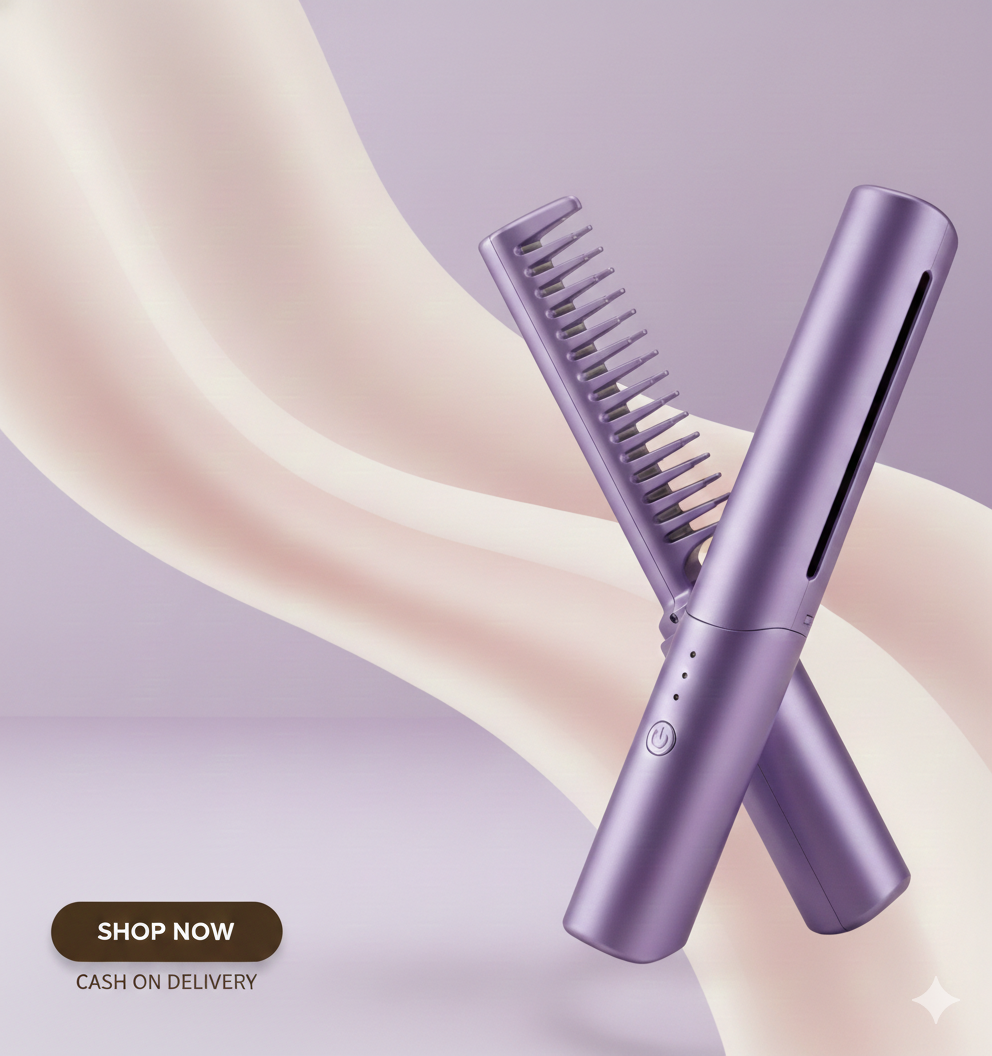 Meneflix Portable Mini Hair Straightener Cordless Rechargeable Mini Adjustable Hair Straightener Hot Comb